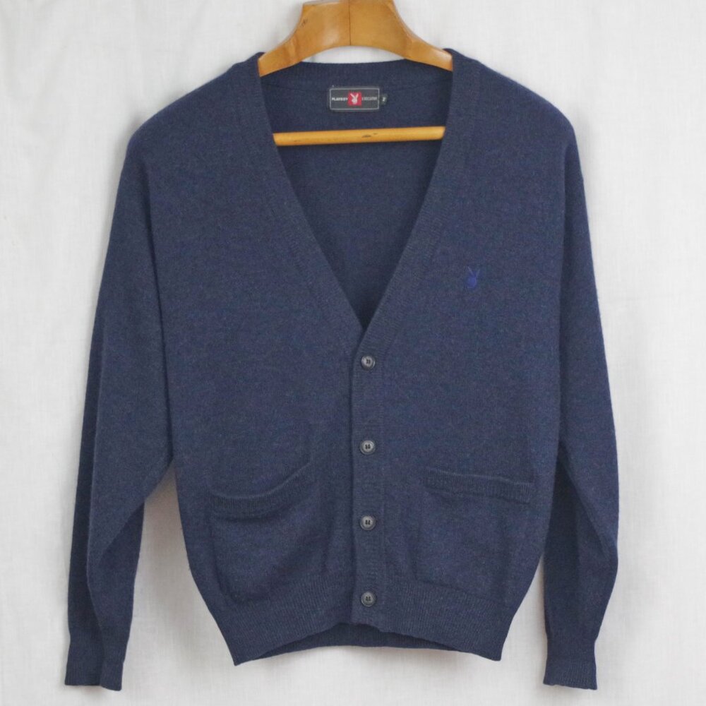 Vintage Playboy Executive Lambswool Logo Button Up Cardigan Medium
